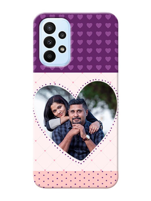 Custom Galaxy A23 Mobile Back Covers: Violet Love Dots Design