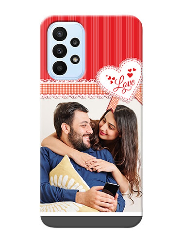 Custom Galaxy A23 phone cases online: Red Love Pattern Design