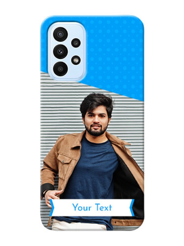Custom Galaxy A23 Personalized Mobile Covers: Simple Blue Color Dotted Design