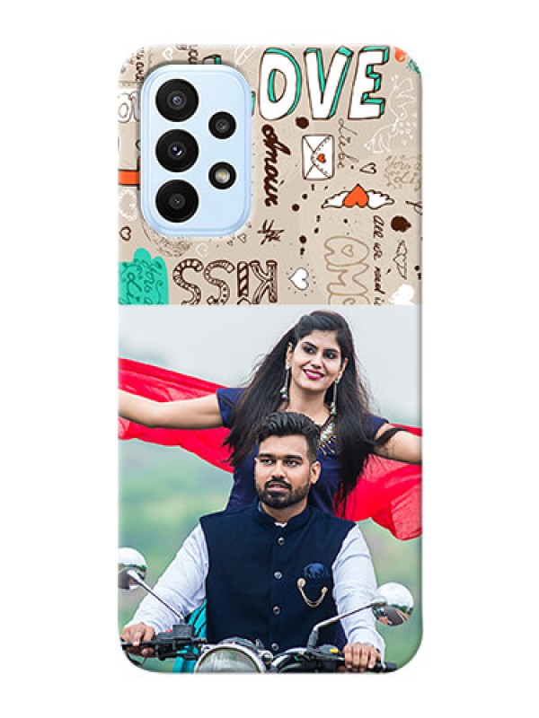 Custom Galaxy A23 Personalised mobile covers: Love Doodle Pattern 