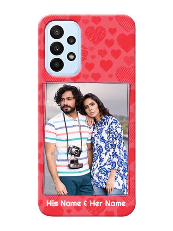 Custom Galaxy A23 Mobile Back Covers: with Red Heart Symbols Design