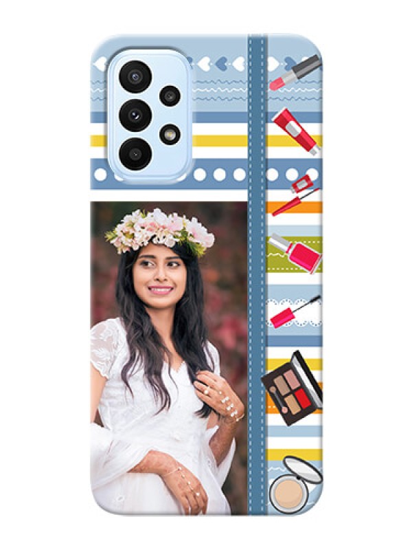 Custom Galaxy A23 Personalized Mobile Cases: Makeup Icons Design