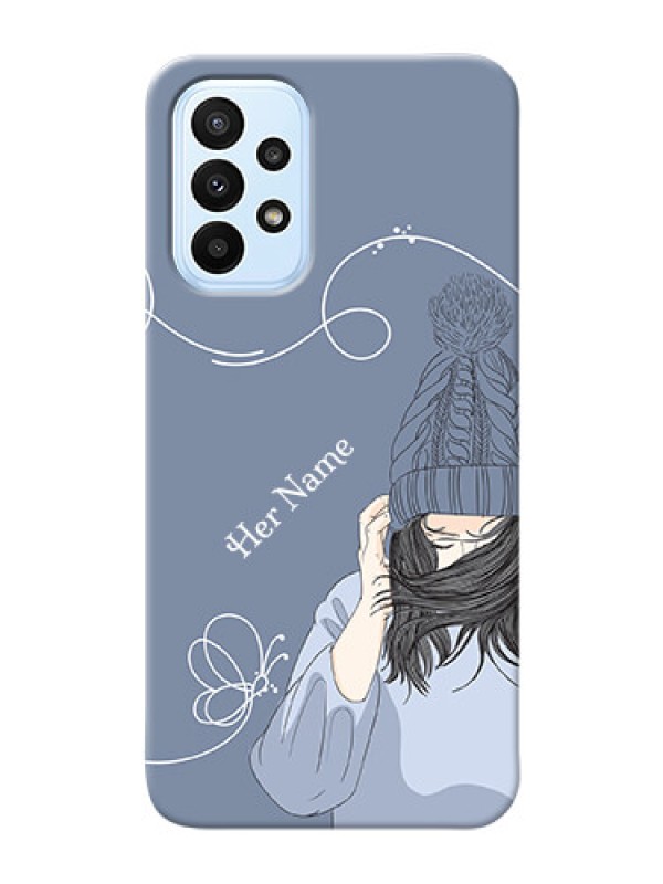 Custom Galaxy A23 5G Custom Mobile Case with Girl in winter outfit Design