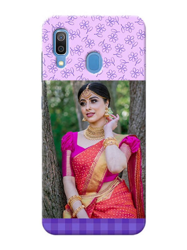Custom Samsung Galaxy A30 Mobile Cases: Purple Floral Design