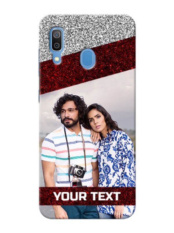 Custom Samsung Galaxy A30 Mobile Cases: Image Holder with Glitter Strip Design