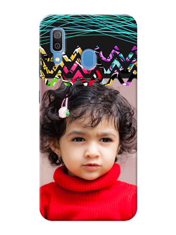 Custom Samsung Galaxy A30 personalized phone covers: Neon Abstract Design