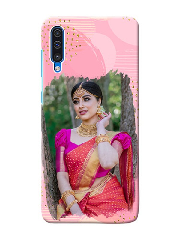 Custom Galaxy A30s Phone Covers for Girls: Gold Glitter Splash Design