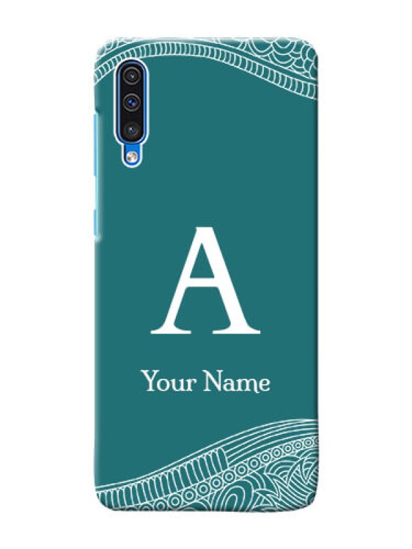 Custom Galaxy A30S Mobile Back Covers: line art pattern with custom name Design