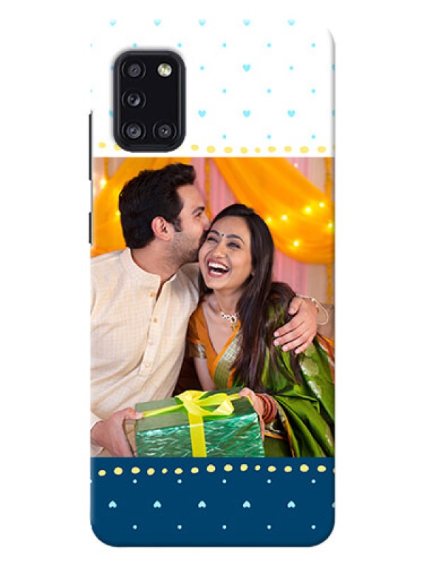 Custom Galaxy A31 Phone Covers: White and Blue Abstract Design