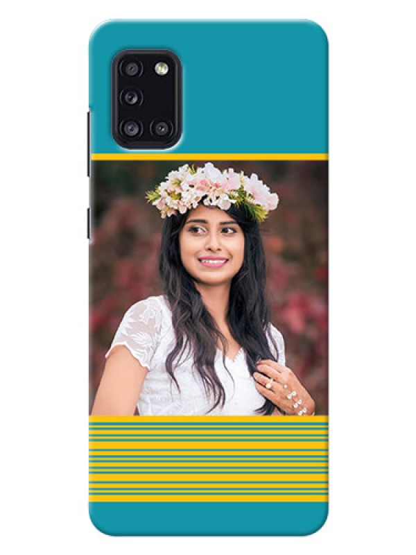 Custom Galaxy A31 personalized phone covers: Yellow & Blue Design 