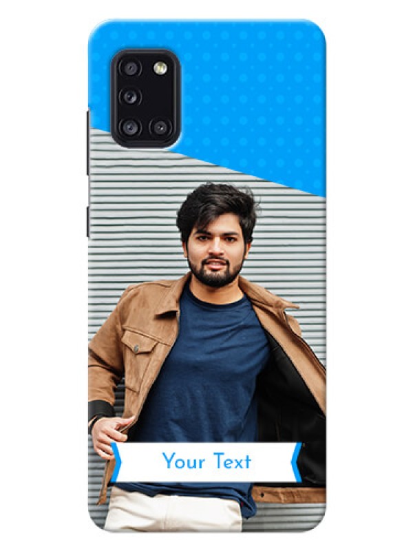 Custom Galaxy A31 Personalized Mobile Covers: Simple Blue Color Design