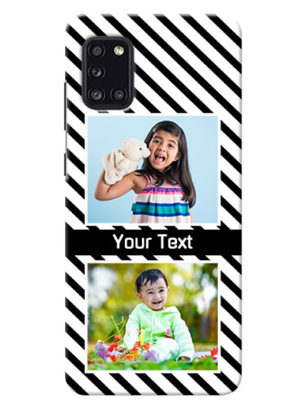 Custom Galaxy A31 Back Covers: Black And White Stripes Design