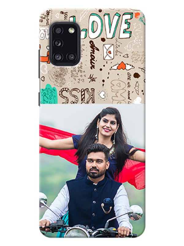 Custom Galaxy A31 Personalised mobile covers: Love Doodle Pattern 