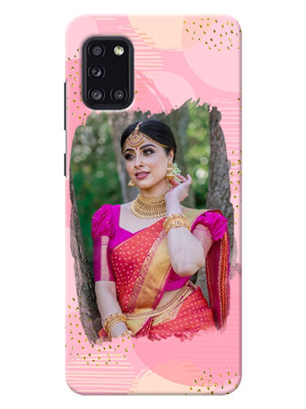 Custom Galaxy A31 Phone Covers for Girls: Gold Glitter Splash Design