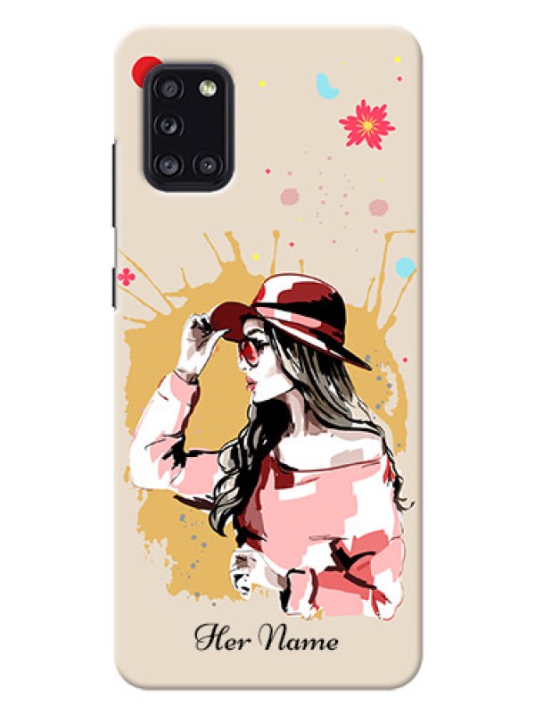 Custom Galaxy A31 Back Covers: Women with pink hat  Design