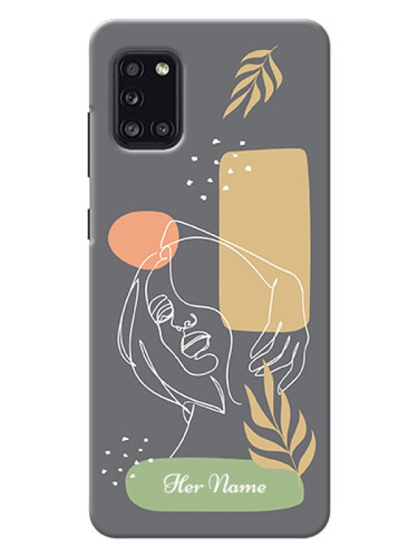 Custom Galaxy A31 Phone Back Covers: Gazing Woman line art Design