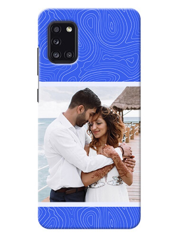 Custom Galaxy A31 Mobile Back Covers: Curved line art with blue and white Design
