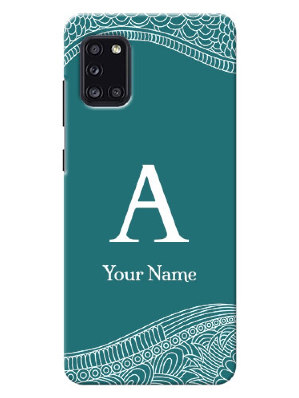 Custom Galaxy A31 Mobile Back Covers: line art pattern with custom name Design