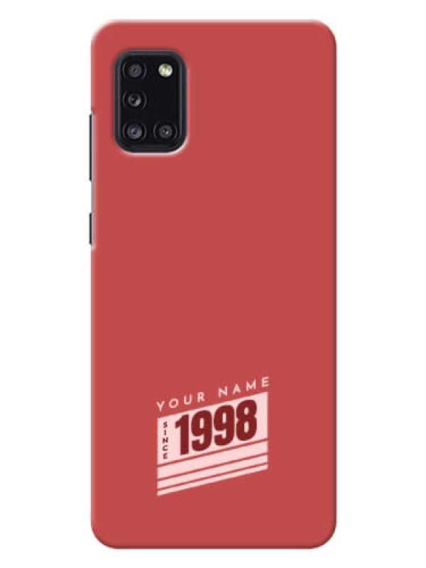Custom Galaxy A31 Phone Back Covers: Red custom year of birth Design