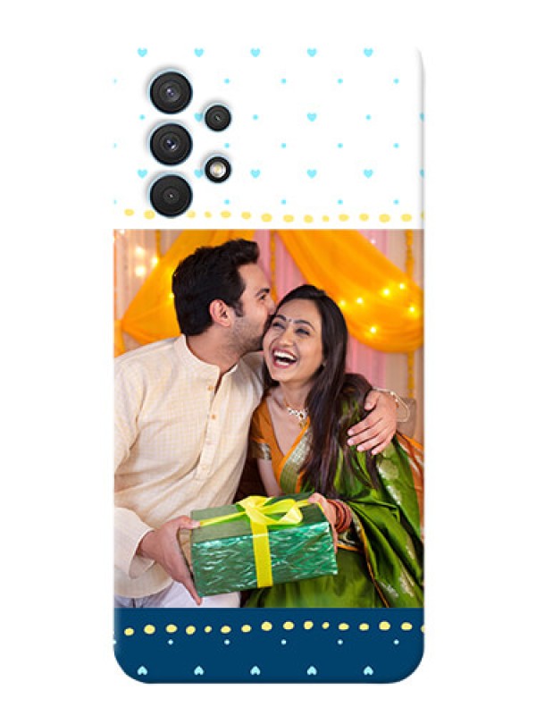 Custom Galaxy A32 Phone Covers: White and Blue Abstract Design