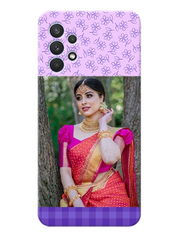 Custom Galaxy A32 Mobile Cases: Purple Floral Design