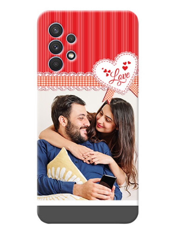 Custom Galaxy A32 phone cases online: Red Love Pattern Design