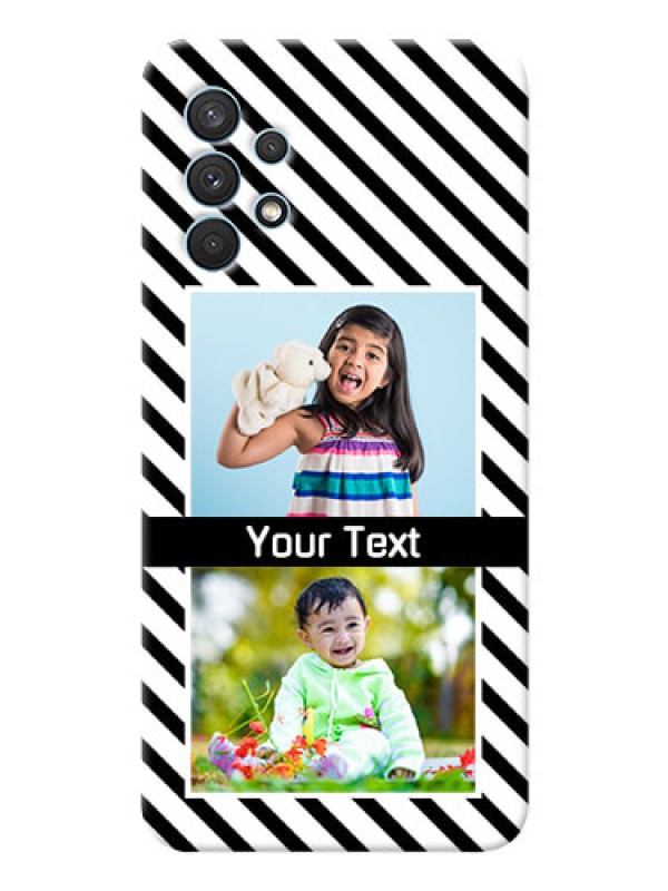 Custom Galaxy A32 Back Covers: Black And White Stripes Design