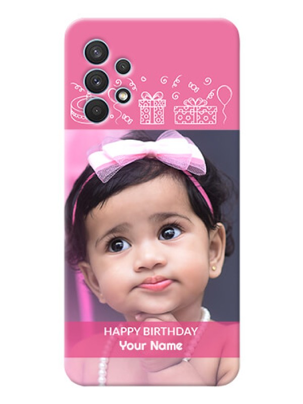 Custom Galaxy A32 Custom Mobile Cover with Birthday Line Art Design
