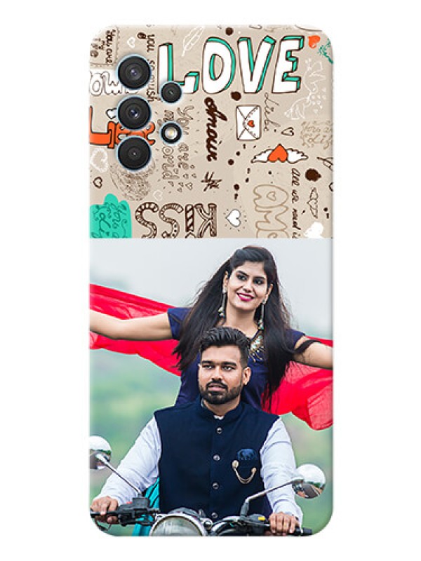 Custom Galaxy A32 Personalised mobile covers: Love Doodle Pattern 