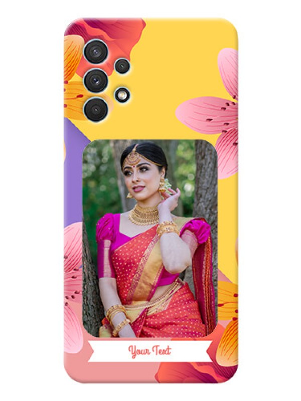 Custom Galaxy A32 Mobile Covers: 3 Image With Vintage Floral Design