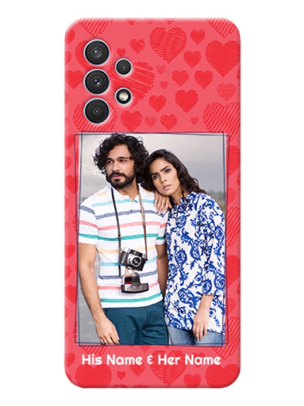 Custom Galaxy A32 Mobile Back Covers: with Red Heart Symbols Design