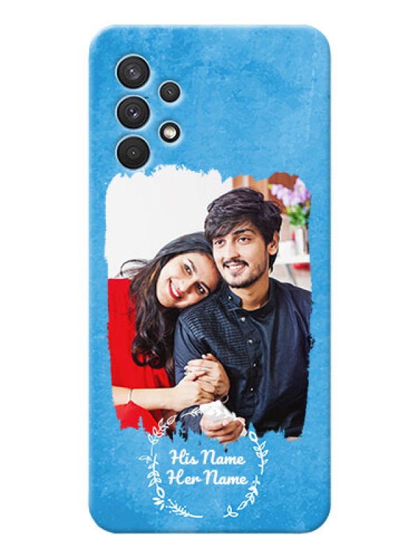 Custom Galaxy A32 custom mobile cases: Blue Color Vintage Design