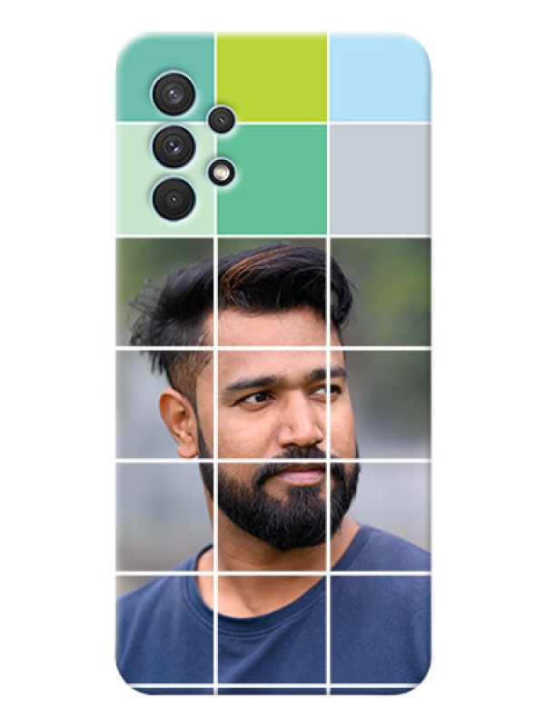 Custom Galaxy A32 personalised phone covers with white box pattern 