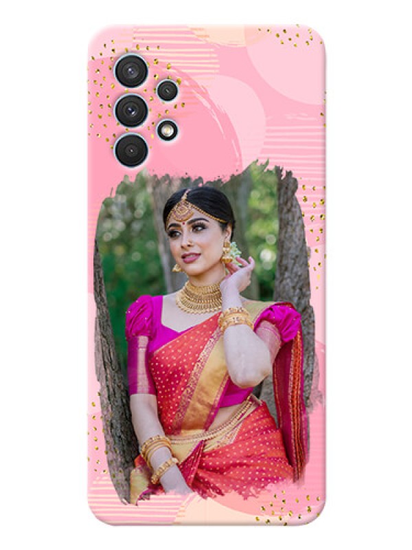 Custom Galaxy A32 Phone Covers for Girls: Gold Glitter Splash Design