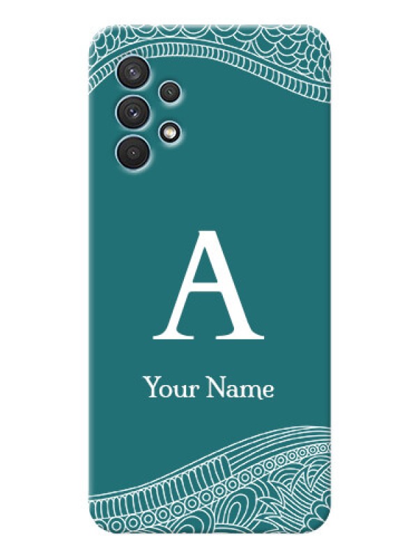 Custom Galaxy A32 Mobile Back Covers: line art pattern with custom name Design