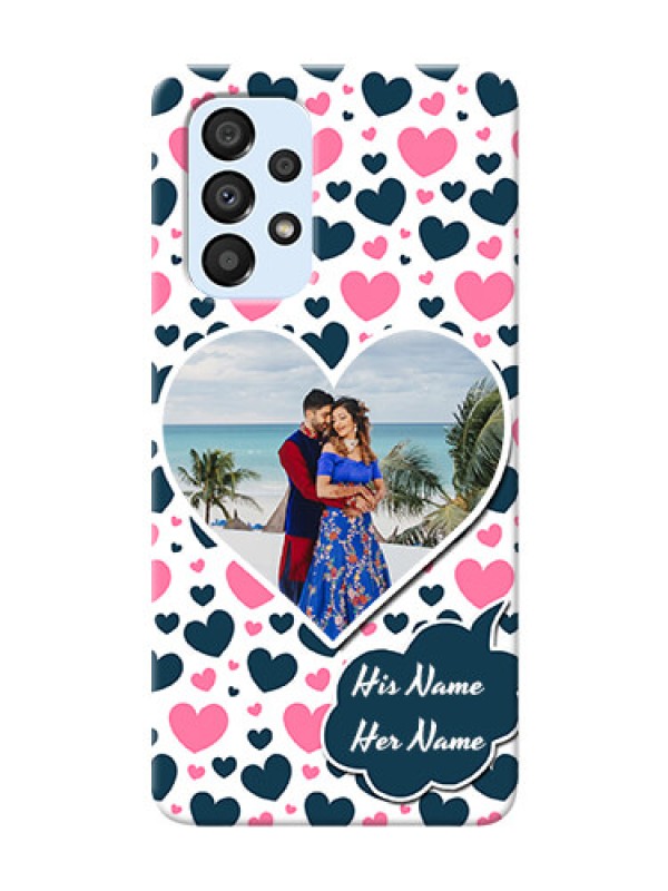 Custom Galaxy A33 5G Mobile Covers Online: Pink & Blue Heart Design