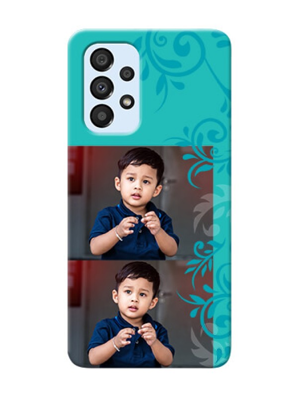 Custom Galaxy A33 5G Mobile Cases with Photo and Green Floral Design 