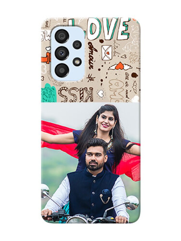 Custom Galaxy A33 5G Personalised mobile covers: Love Doodle Pattern 