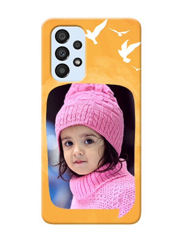 Custom Galaxy A33 5G Phone Covers: Water Color Design with Bird Icons