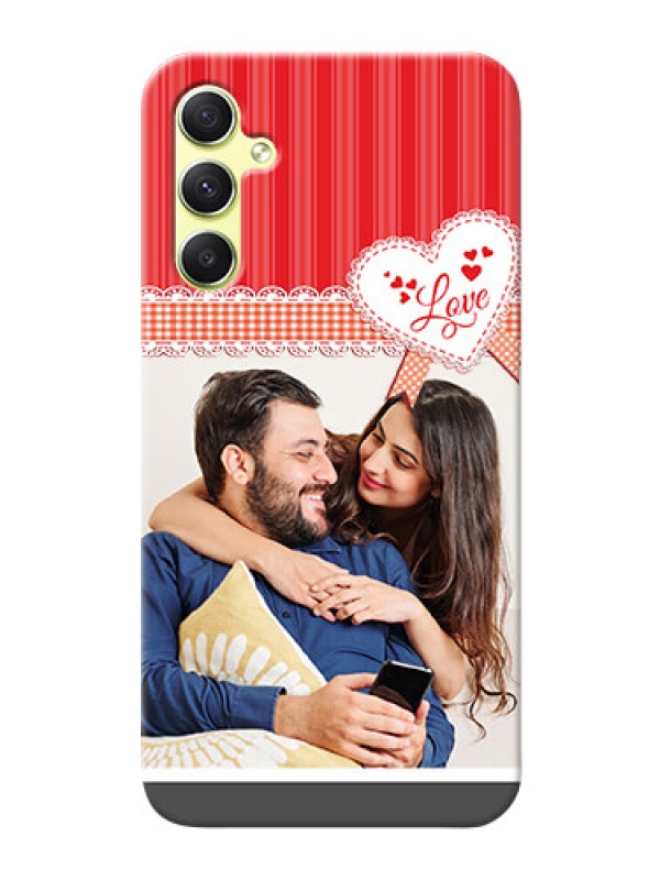 Custom Galaxy A34 5G phone cases online: Red Love Pattern Design