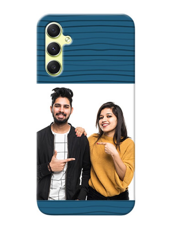 Custom Galaxy A34 5G Custom Phone Cases: Blue Pattern Cover Design