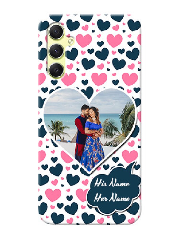 Custom Galaxy A34 5G Mobile Covers Online: Pink & Blue Heart Design
