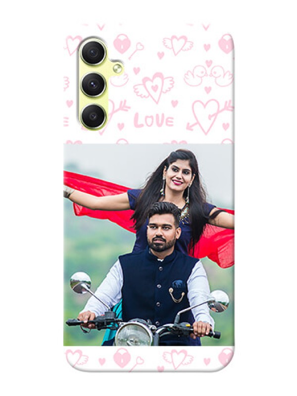 Custom Galaxy A34 5G personalized phone covers: Pink Flying Heart Design