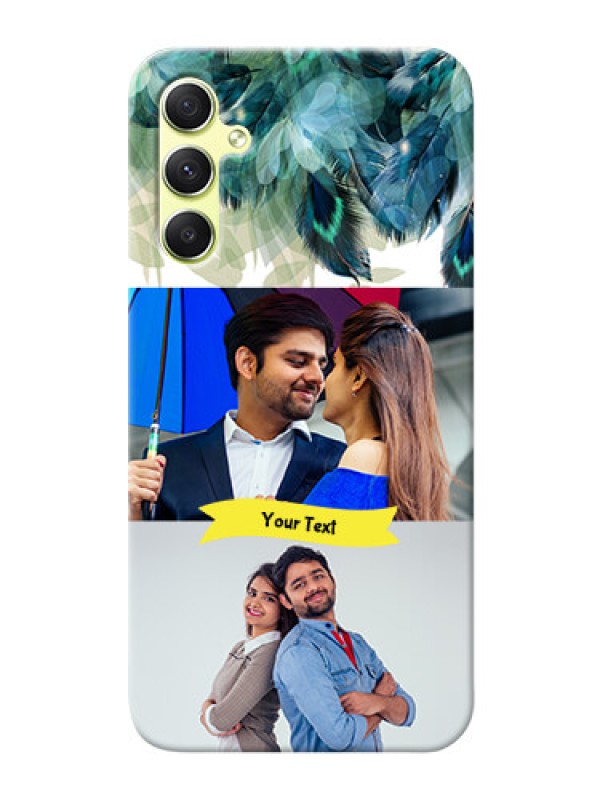 Custom Galaxy A34 5G Phone Cases: Image with Boho Peacock Feather Design