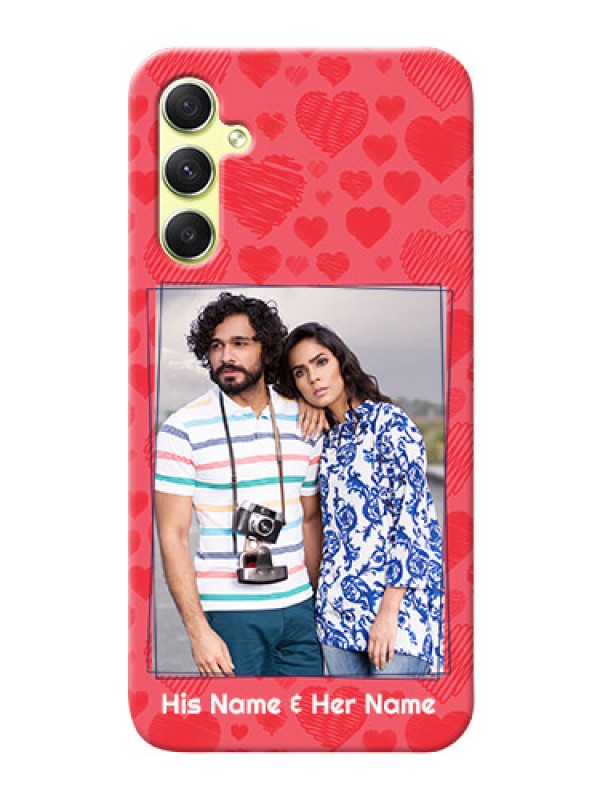 Custom Galaxy A34 5G Mobile Back Covers: with Red Heart Symbols Design