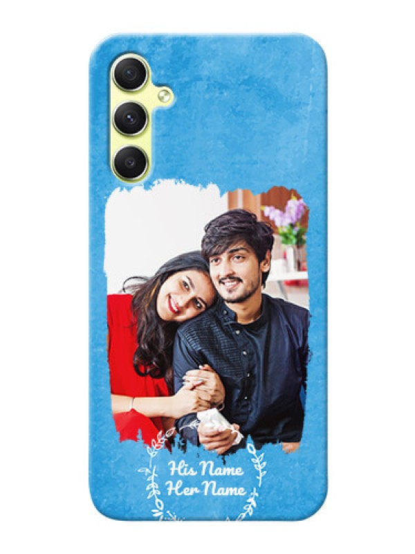 Custom Galaxy A34 5G custom mobile cases: Blue Color Vintage Design