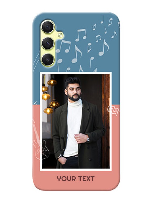 Custom Galaxy A34 5G Phone Back Covers with Color Musical Note Design