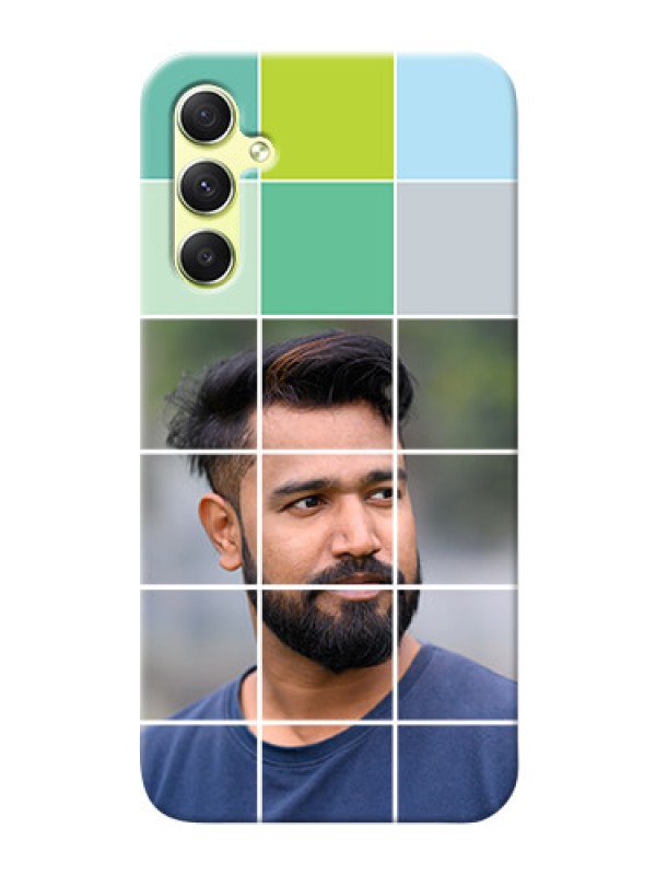 Custom Galaxy A34 5G personalised phone covers with white box pattern 