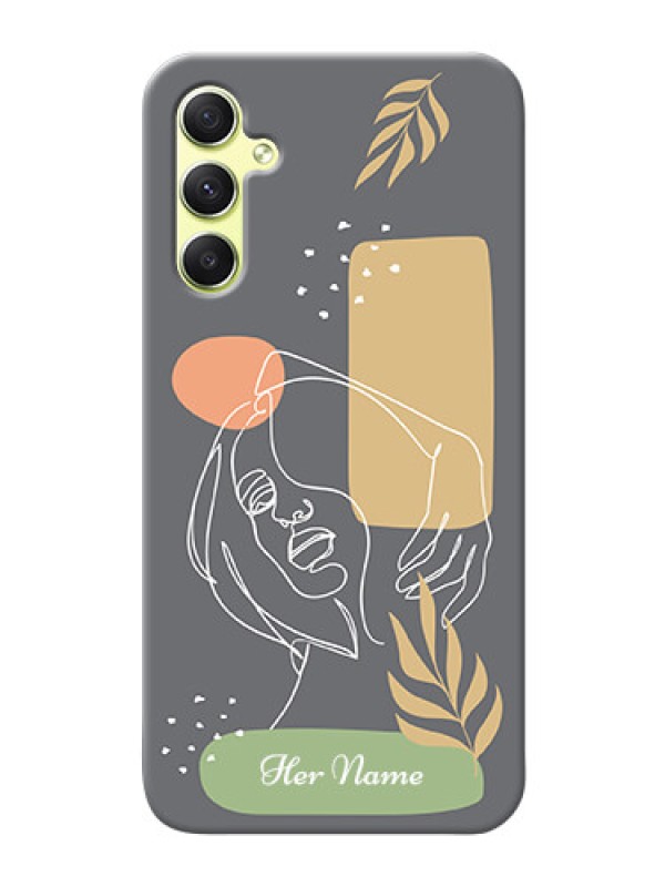 Custom Galaxy A34 5G Phone Back Covers: Gazing Woman line art Design