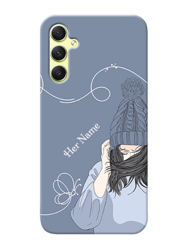 Custom Galaxy A34 5G Custom Mobile Case with Girl in winter outfit Design